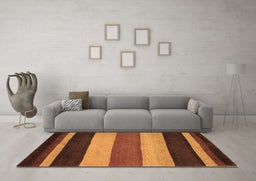 Machine Washable Abstract Brown Contemporary Rug in a Living Room,, wshcon530brn