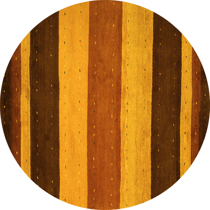 Round Machine Washable Abstract Yellow Contemporary Rug, wshcon530yw