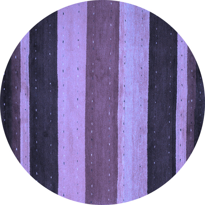 Round Abstract Blue Contemporary Rug, con530blu