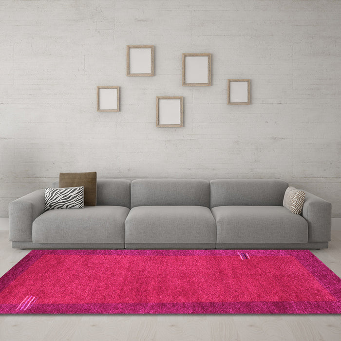 Machine Washable Abstract Pink Contemporary Rug in a Living Room, wshcon531pnk