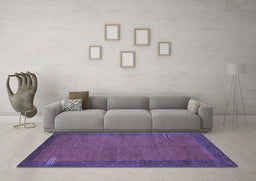 Machine Washable Abstract Blue Contemporary Rug in a Living Room, wshcon531blu