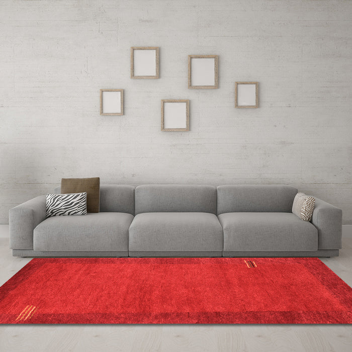 Machine Washable Abstract Orange Contemporary Area Rugs in a Living Room, wshcon531org