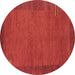 Round Abstract Brown Contemporary Rug, con531brn