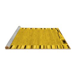 Sideview of Machine Washable Abstract Yellow Contemporary Rug, wshcon532yw