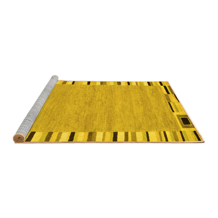 Sideview of Machine Washable Abstract Yellow Contemporary Rug, wshcon532yw