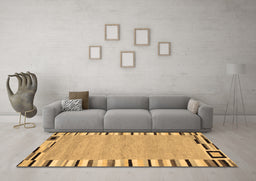 Machine Washable Abstract Brown Contemporary Rug in a Living Room,, wshcon532brn