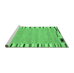 Sideview of Machine Washable Abstract Emerald Green Contemporary Area Rugs, wshcon532emgrn
