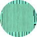 Round Abstract Turquoise Contemporary Rug, con532turq