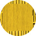 Round Machine Washable Abstract Yellow Contemporary Rug, wshcon532yw
