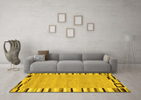 Machine Washable Abstract Yellow Contemporary Rug, wshcon532yw