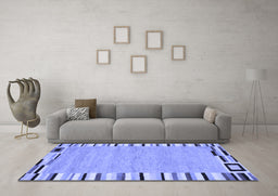 Machine Washable Abstract Blue Contemporary Rug in a Living Room, wshcon532blu