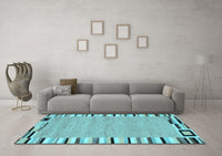 Machine Washable Abstract Light Blue Contemporary Rug, wshcon532lblu