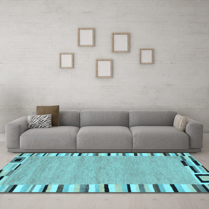 Machine Washable Abstract Light Blue Contemporary Rug in a Living Room, wshcon532lblu