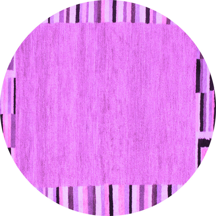 Round Machine Washable Abstract Purple Contemporary Area Rugs, wshcon532pur
