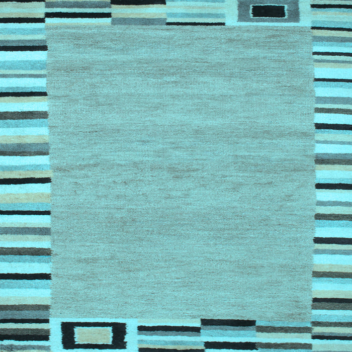 Square Abstract Light Blue Contemporary Rug, con532lblu