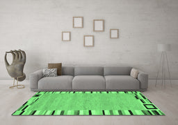 Machine Washable Abstract Emerald Green Contemporary Area Rugs in a Living Room,, wshcon532emgrn