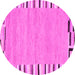 Round Abstract Pink Contemporary Rug, con532pnk