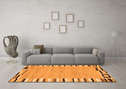 Machine Washable Abstract Orange Contemporary Area Rugs in a Living Room, wshcon532org