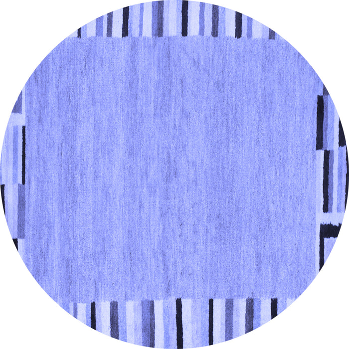 Round Abstract Blue Contemporary Rug, con532blu