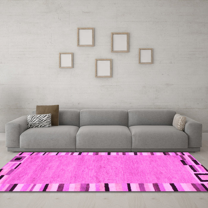 Machine Washable Abstract Pink Contemporary Rug in a Living Room, wshcon532pnk