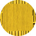 Round Abstract Yellow Contemporary Rug, con532yw