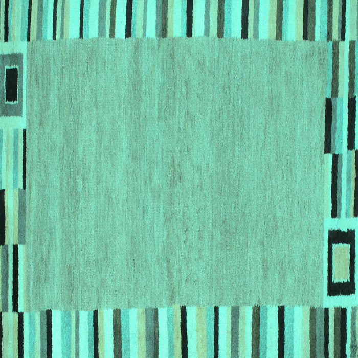 Square Machine Washable Abstract Turquoise Contemporary Area Rugs, wshcon532turq