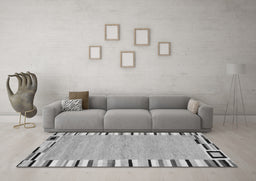 Machine Washable Abstract Gray Contemporary Rug in a Living Room,, wshcon532gry