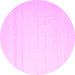 Round Machine Washable Solid Pink Modern Rug, wshcon533pnk