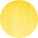 Round Machine Washable Solid Yellow Modern Rug, wshcon533yw