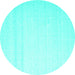 Round Solid Turquoise Modern Rug, con533turq