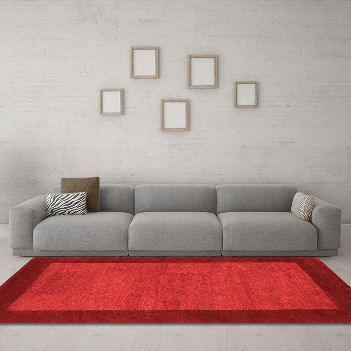 Machine Washable Abstract Orange Contemporary Area Rugs in a Living Room, wshcon534org