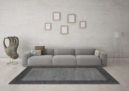 Machine Washable Abstract Gray Contemporary Rug in a Living Room,, wshcon534gry