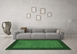 Machine Washable Abstract Emerald Green Contemporary Area Rugs in a Living Room,, wshcon534emgrn