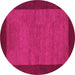 Round Machine Washable Abstract Pink Contemporary Rug, wshcon534pnk