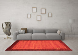 Machine Washable Abstract Orange Contemporary Area Rugs in a Living Room, wshcon535org