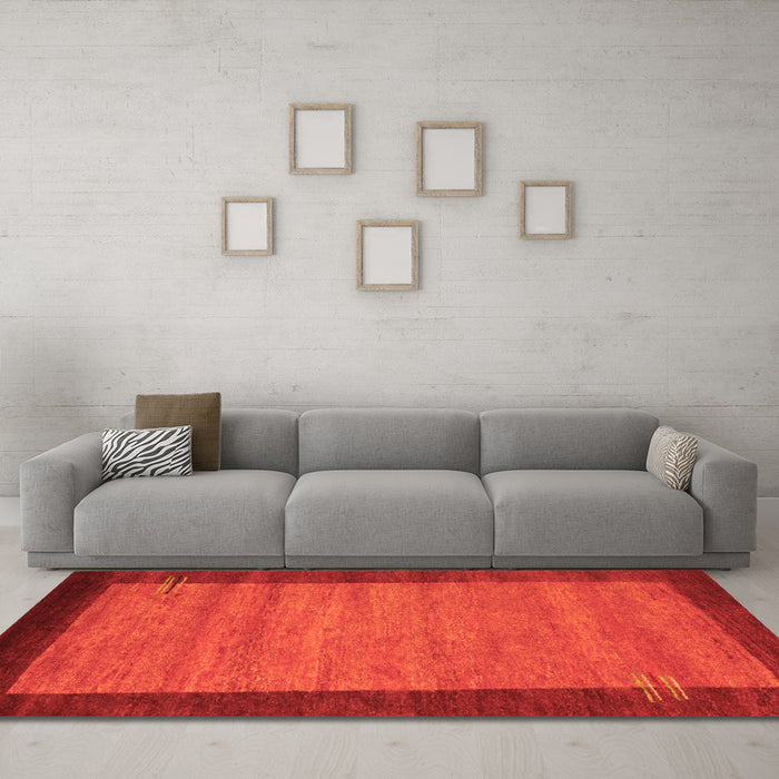 Machine Washable Abstract Orange Contemporary Area Rugs in a Living Room, wshcon535org