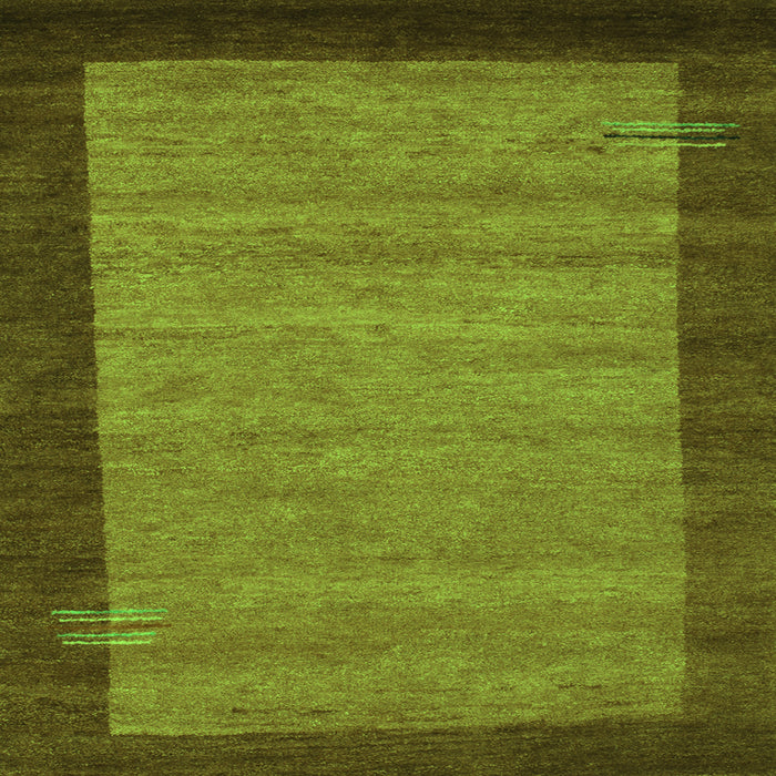 Round Machine Washable Abstract Green Contemporary Area Rugs, wshcon535grn