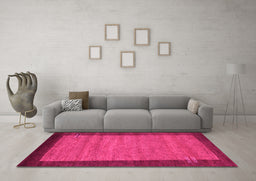 Machine Washable Abstract Pink Contemporary Rug in a Living Room, wshcon535pnk