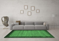 Machine Washable Abstract Emerald Green Contemporary Rug, wshcon535emgrn
