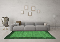 Machine Washable Abstract Emerald Green Contemporary Area Rugs in a Living Room,, wshcon535emgrn