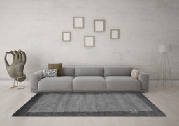 Machine Washable Abstract Gray Contemporary Rug in a Living Room,, wshcon535gry