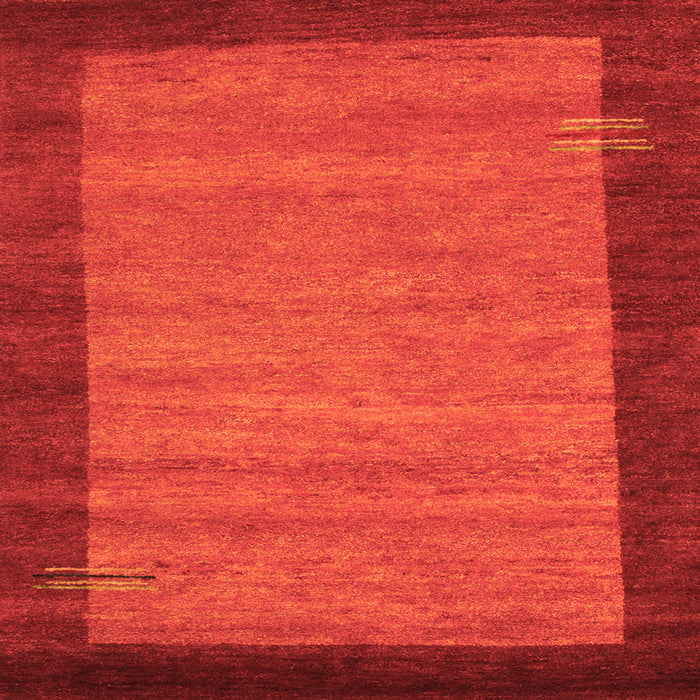 Round Machine Washable Abstract Orange Contemporary Area Rugs, wshcon535org