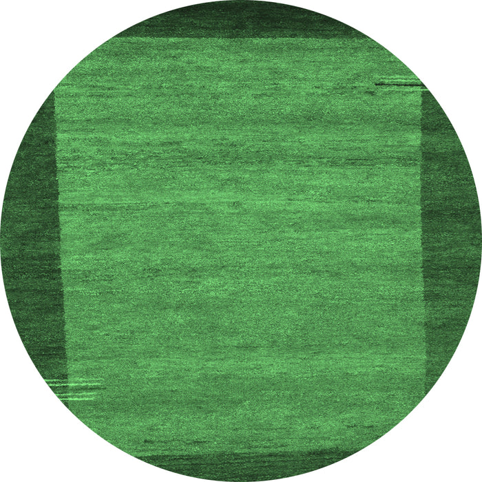 Round Abstract Emerald Green Contemporary Rug, con535emgrn