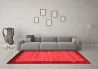 Machine Washable Abstract Red Contemporary Rug, wshcon535red