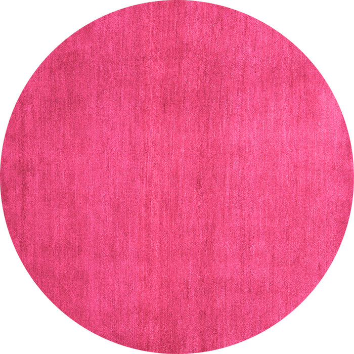 Round Machine Washable Abstract Pink Contemporary Rug, wshcon536pnk