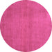 Round Machine Washable Abstract Purple Contemporary Area Rugs, wshcon536pur