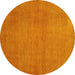 Round Abstract Yellow Contemporary Rug, con536yw