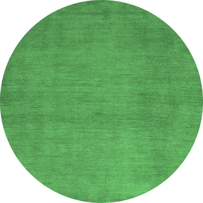 Round Machine Washable Abstract Emerald Green Contemporary Area Rugs, wshcon536emgrn