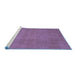 Sideview of Machine Washable Abstract Blue Contemporary Rug, wshcon536blu