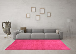 Machine Washable Abstract Pink Contemporary Rug in a Living Room, wshcon536pnk